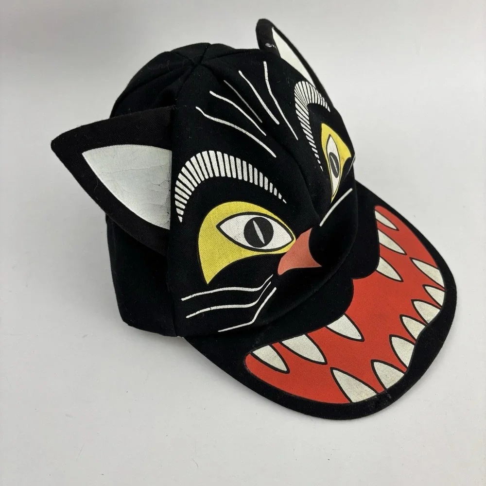 Vintage Child's Scaredy Cat Halloween Glow In The Dark Hat Made In Taiwan